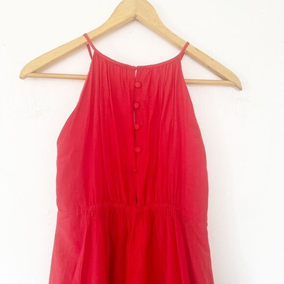 Esley Orange Silk Blend Open Shoulder A-Line Dress - Picture 10 of 10